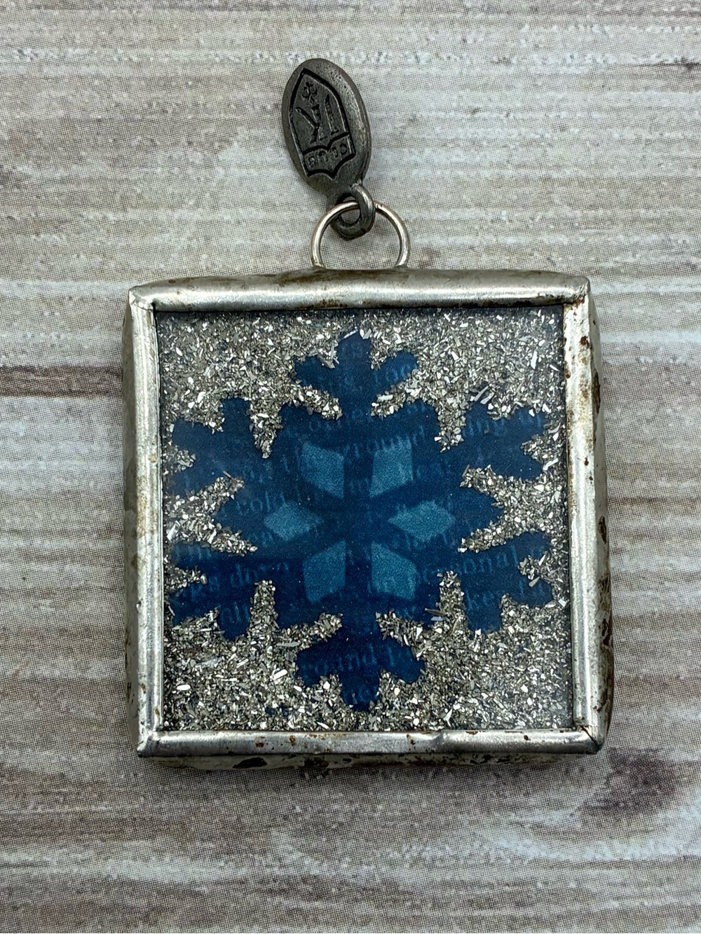 Jewel Kade Blue Snowflake Pendant with Silver Glitter